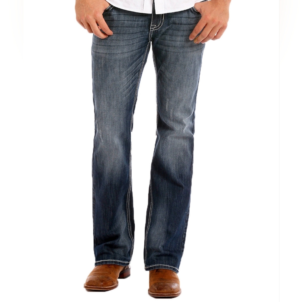Men's Rock & Roll Pistol Straight Blue Jeans 36x30